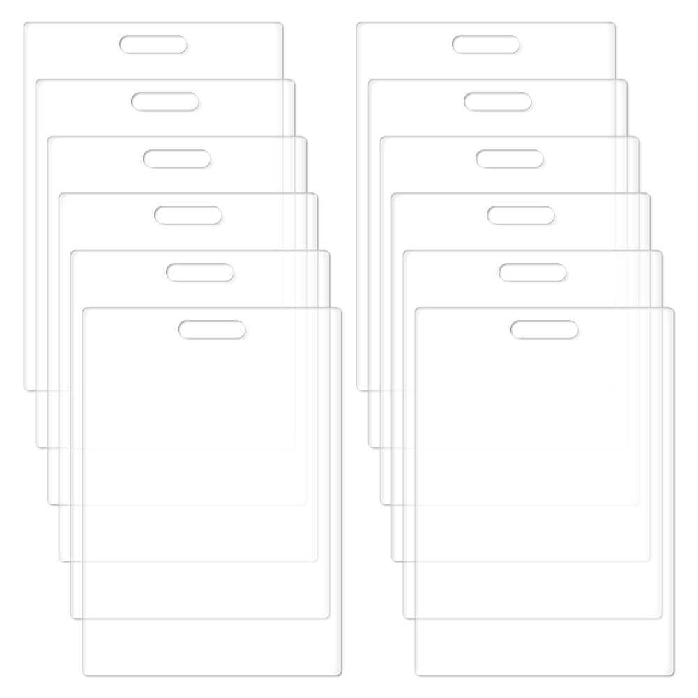 SUPERFINDINGS 12Pcs Acrylic Badge Blanks Clear ID Card Holders Decorations Acrylic Badges Buddy Buddy Blanks for Teacher Nurse Office 4x3.7inch