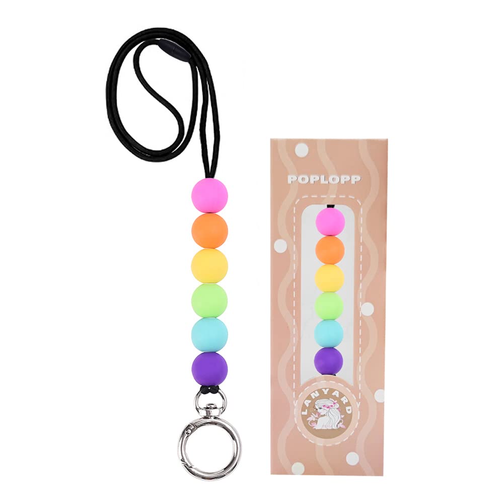 Teacher Lanyards for ID Badges and Keys, Cute Silicone Beaded Lanyard