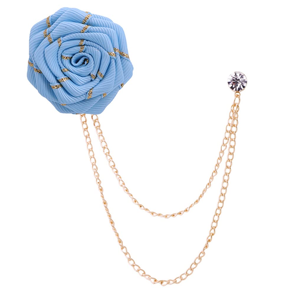 Fashion Bridegroom Wedding Brooches Fabrics Handmade Rose Flower Brooch Lapel Pin Badge Tassel Chain Men's Suit Accessories