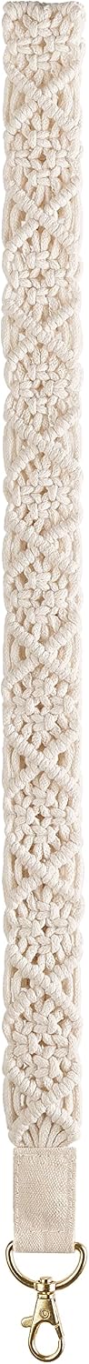 Mkono Macrame Lanyard Holder Neck Lanyards for ID Badges Keys Key Chain Boho Style Long Lanyard Strap for Women Teacher Employee Student, 17.9"