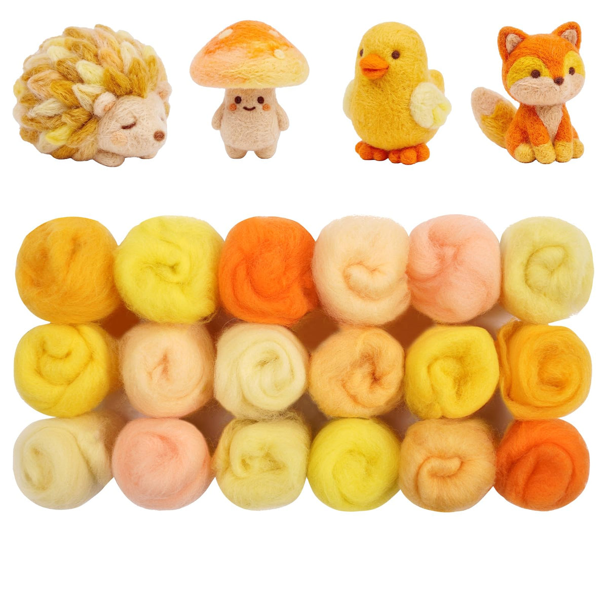 Ainiv 18 Pcs Needle Felting Wool, 9 Colors x 2 Packs Wool Roving, Brown