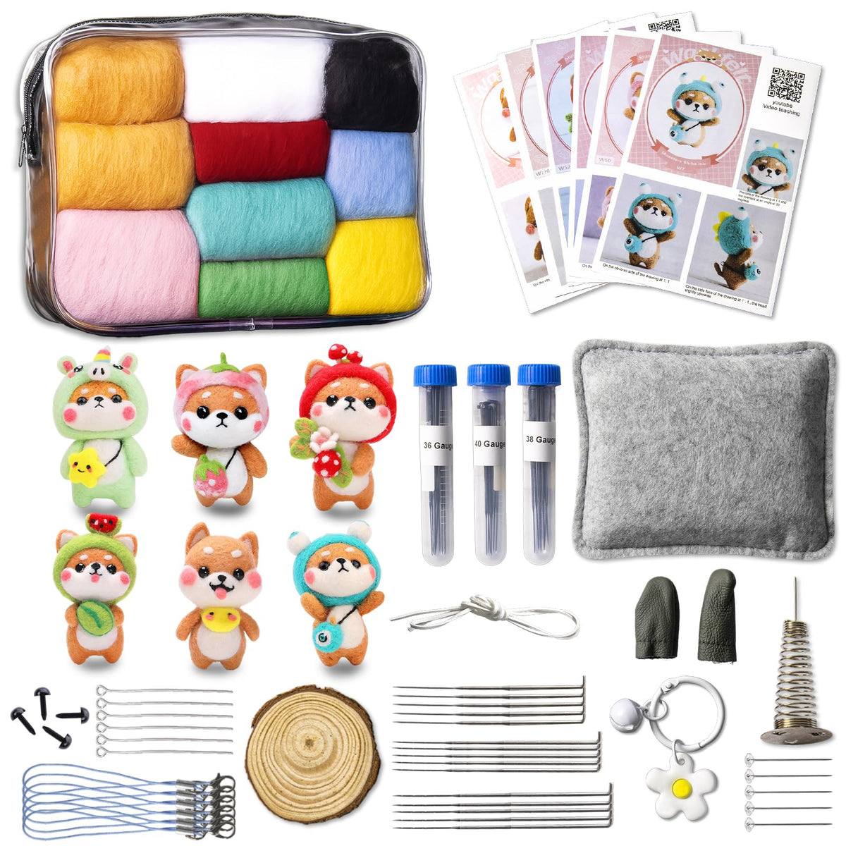 KIDS KING Needle Felting Kit for Handicraft Beginners Teens & Adults – Christmas Tree Felting with Instruction, Material Tools: Wool, Needles, Felting Pad, Home Decorations for Christmas