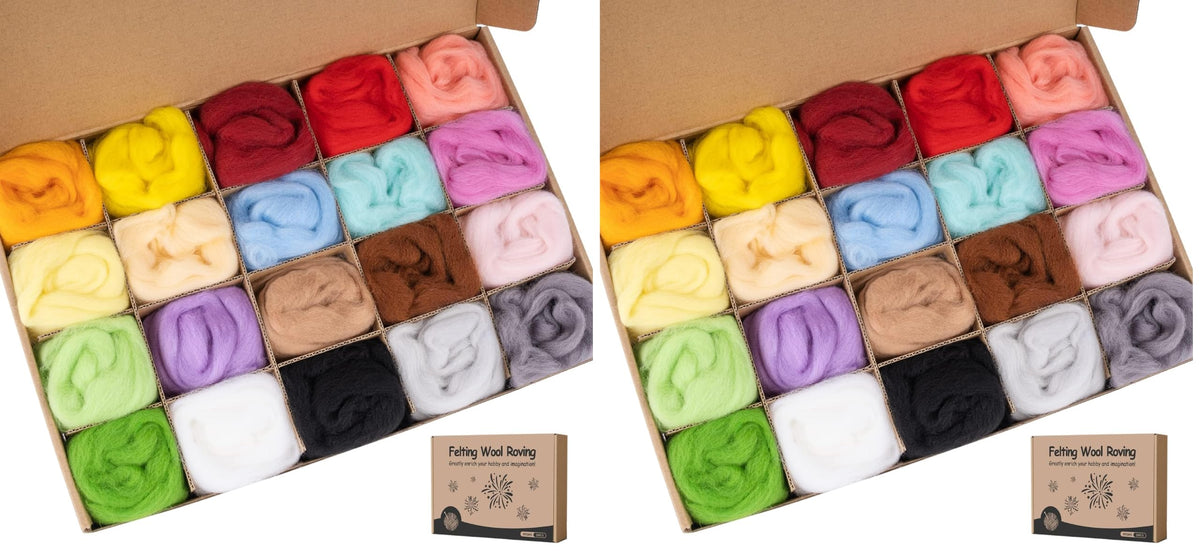 20 Colors Wool Roving 10g per, 7.05oz Total Needle FeltingWool DIY Craft