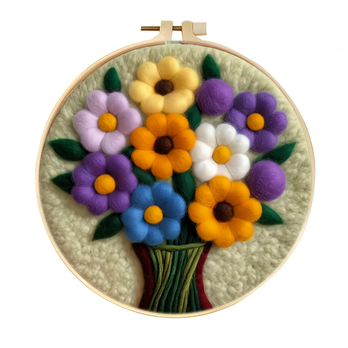 Wonafa DIY Wool Needle Felt Starter Kit, Beginner Needle Felt Kit with Wool Felt Bag, Felts Needles, Photo Frame, Foam Mat, Felts Cloth and Instructions for Home Decor, Art Crafts (K2)