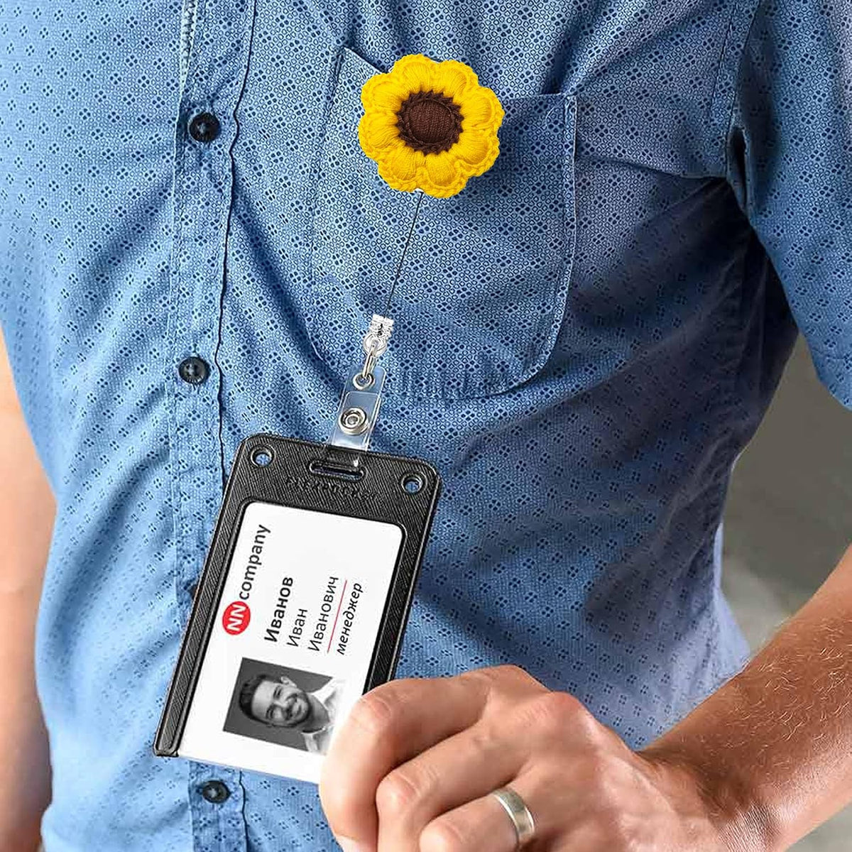 Flower Badge Reel Cute Sunflower Badge Reels Retractable