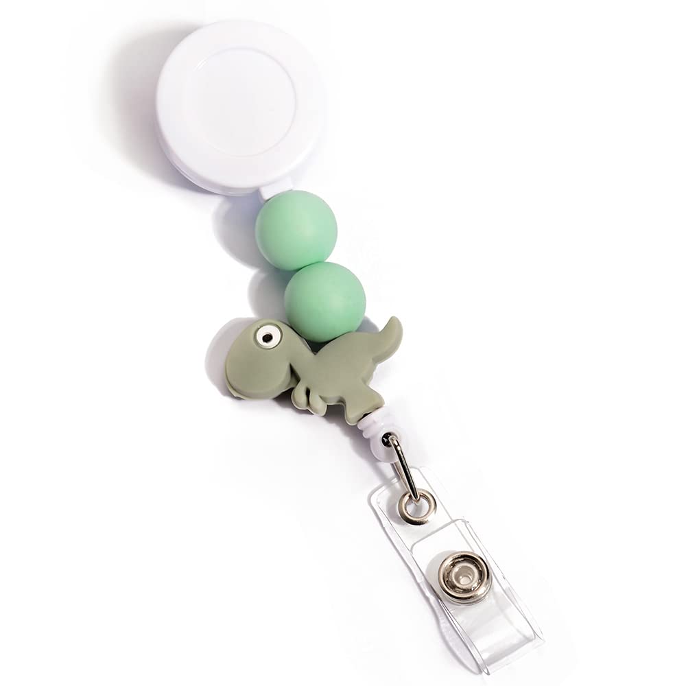 Silicone Bead Retractable Badge Holders Shape Pumpkin Devil Ghost Cute Badge Reel for Doctor Nurse Teacher ID Badge Clip (Pink Rainbow)