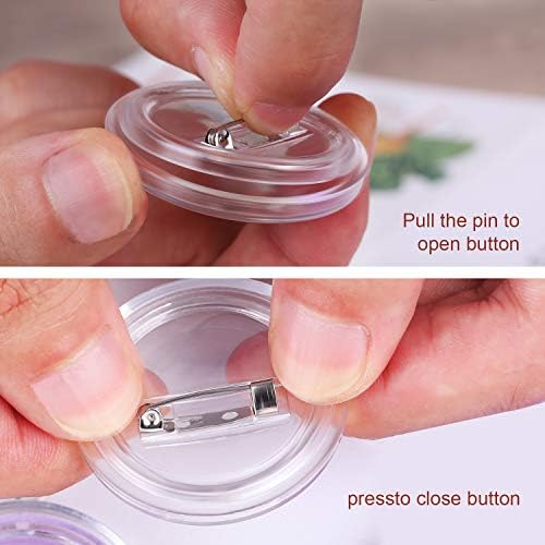 Chinco 50 Pack Acrylic Clear Button Pins Badge Custom Badge, 2.4 Inch