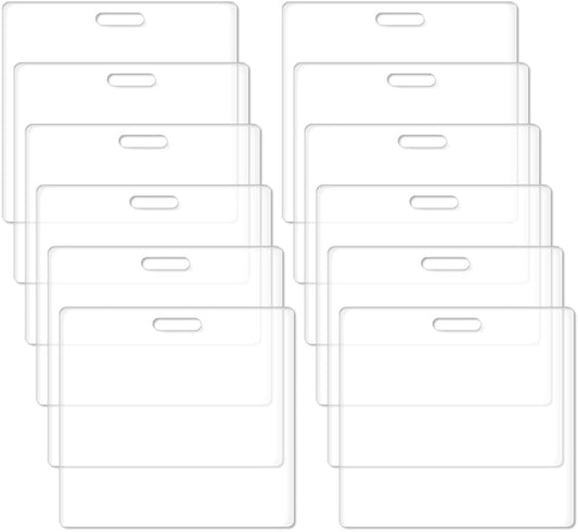 SUPERFINDINGS 12Pcs Acrylic Badge Blanks Clear ID Card Holders Decorations Acrylic Badges Buddy Buddy Blanks for Teacher Nurse Office 4x3.7inch