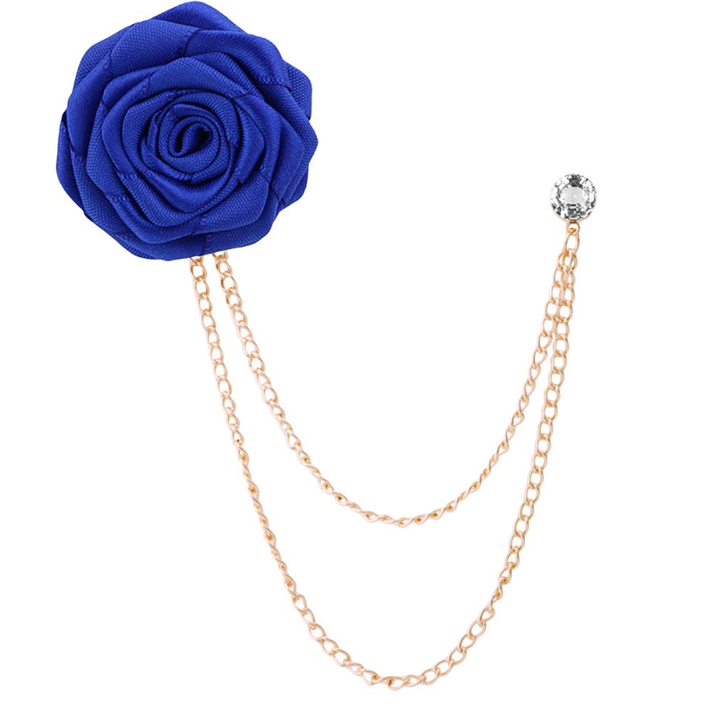 Fashion Bridegroom Wedding Brooches Cloth Art Hand-Made Rose Flower Brooch Lapel Pin Badge Tassel Chain Men's Suit Accessories