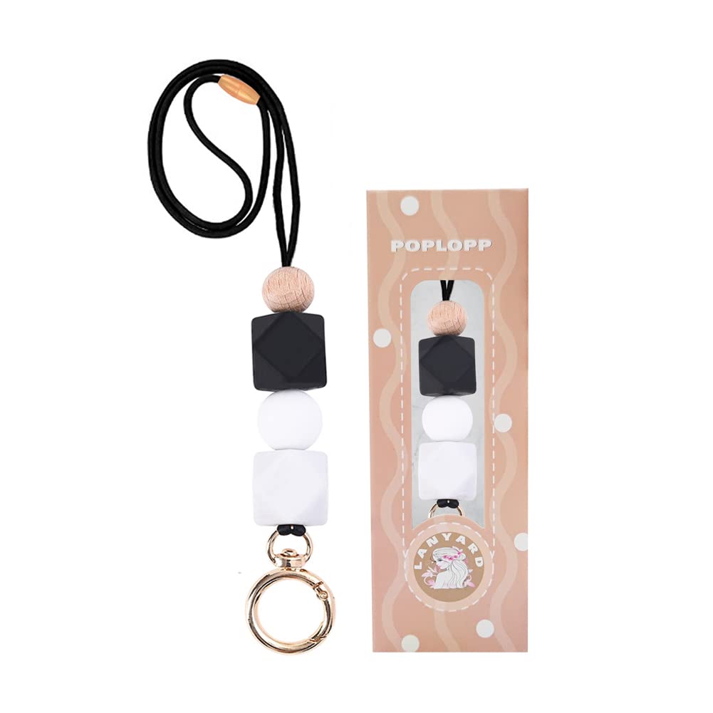 Teacher Lanyards for ID Badges and Keys, Cute Silicone Beaded Lanyard