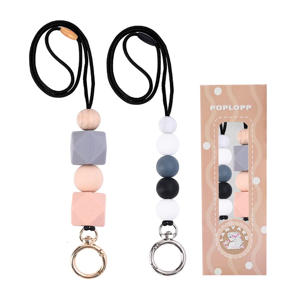 Teacher Lanyards for ID Badges and Keys, Cute Silicone Beaded Lanyard