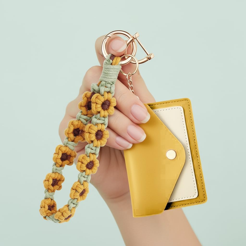 Key Ring Bracelets Keychain Wristlet, Cute Key Chain Wrist Lanyard Strap for Women Car Keys ID Badges Wallet for Girls