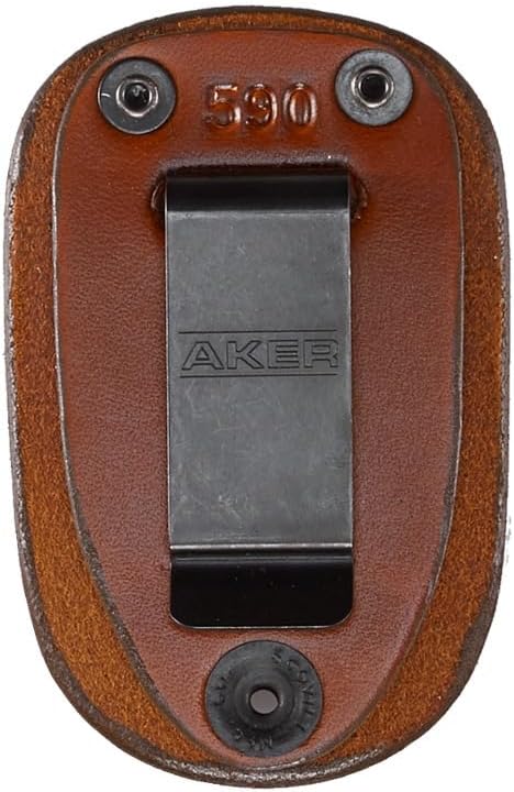 Aker Leather A590 Clip-On Belt Badge Holder, Tan Leather Duty Gear Federal