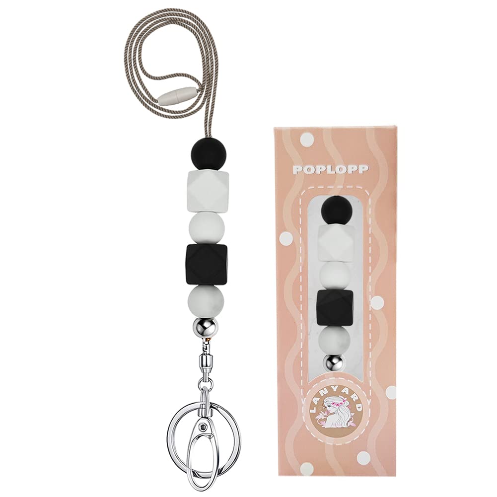 Teacher Lanyards for ID Badges and Keys, Cute Silicone Beaded Lanyard