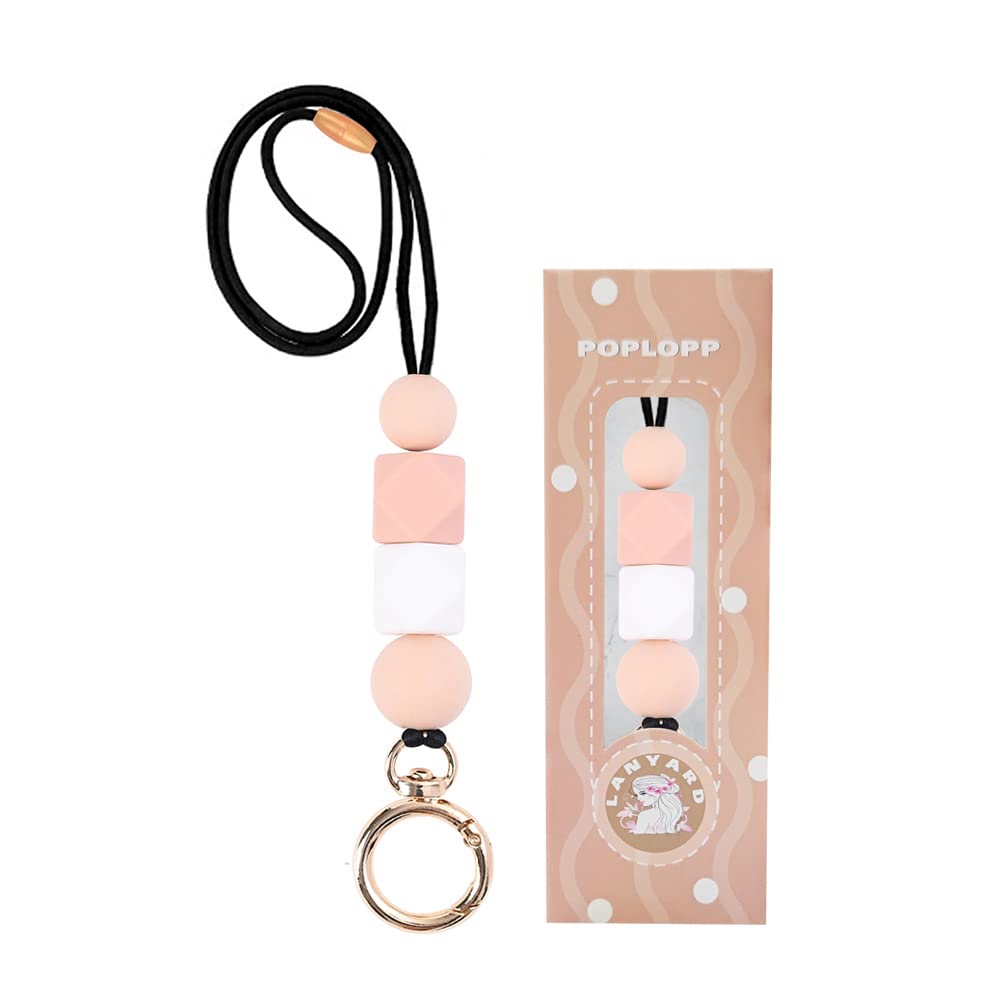 Teacher Lanyards for ID Badges and Keys, Cute Silicone Beaded Lanyard