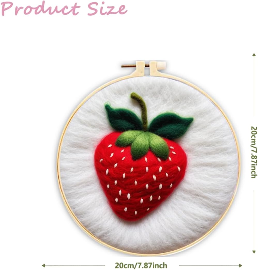 CaptainCrafts Needle Felting Kit for Adults Strawberries Pattern Home Decor