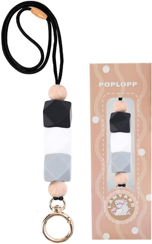 Teacher Lanyards for ID Badges and Keys, Cute Silicone Beaded Lanyard