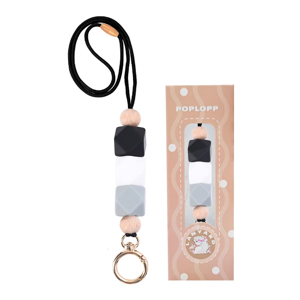 Teacher Lanyards for ID Badges and Keys, Cute Silicone Beaded Lanyard
