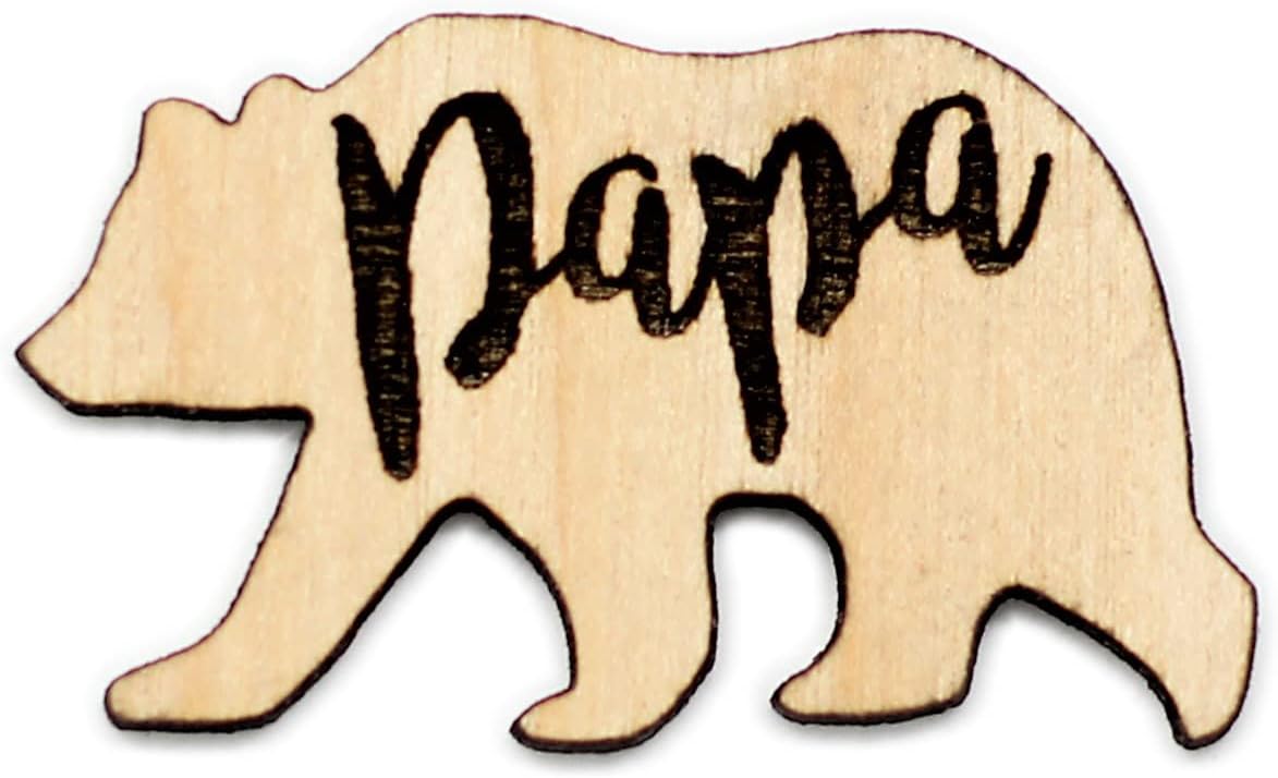 Papa Bear Wood Pin | Unique Father's Day Gifts for Dad Brooch