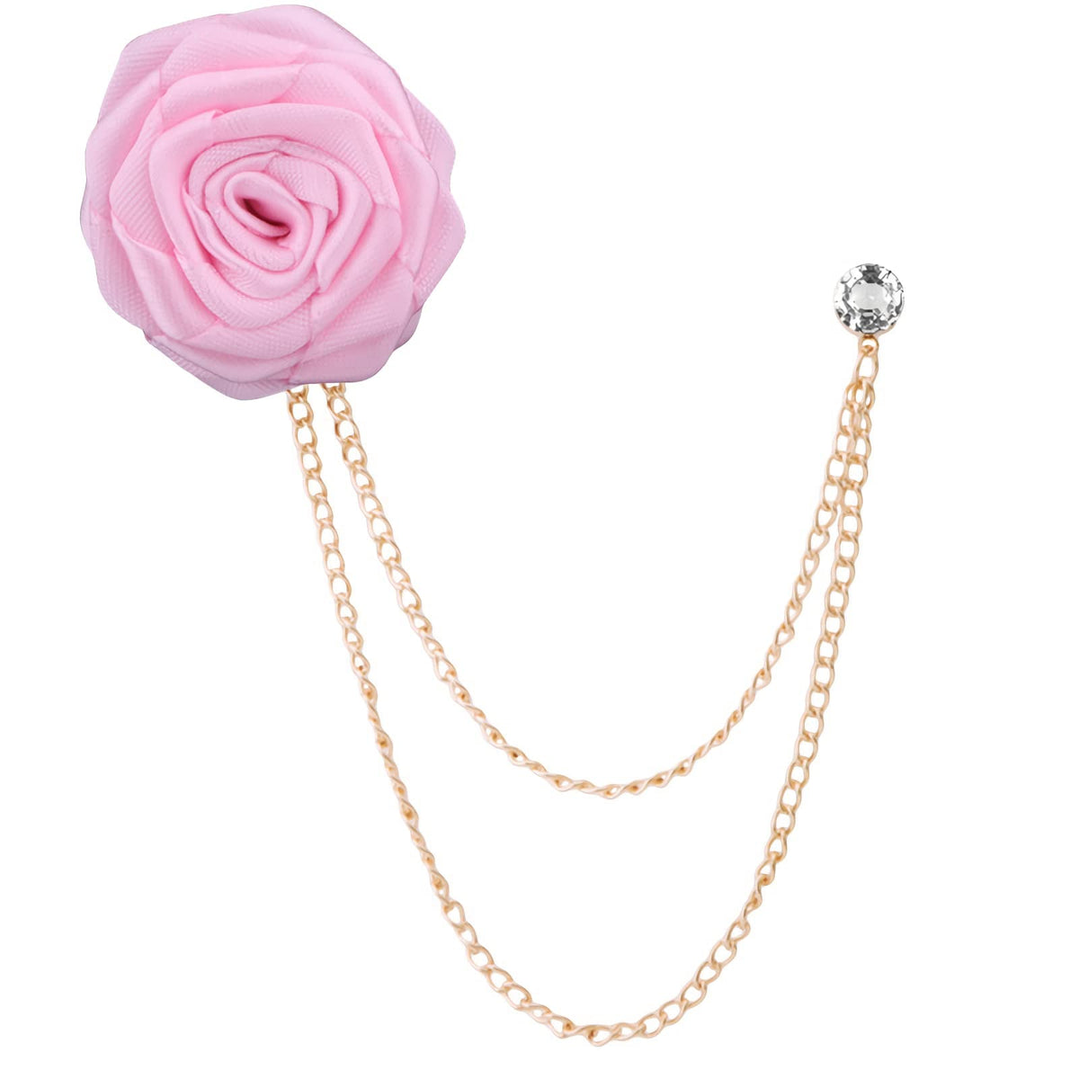 Bridegroom Wedding Brooches Rose Flower with Gold Leaf Brooch Floral Lapel Stick Handmade Boutonniere Pins Badge Tassel Chain Men's Suit Accessories