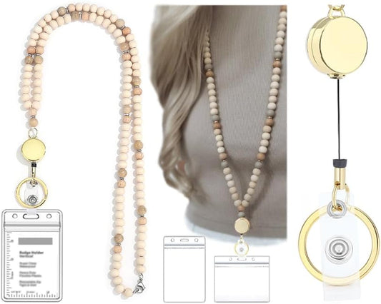 SAM & LORI Lanyards for Id Badges Teacher Lanyard With Id Holder Retractable Lanyards Beaded Cute Key Chain Keychain Women Cruise Ship Cards