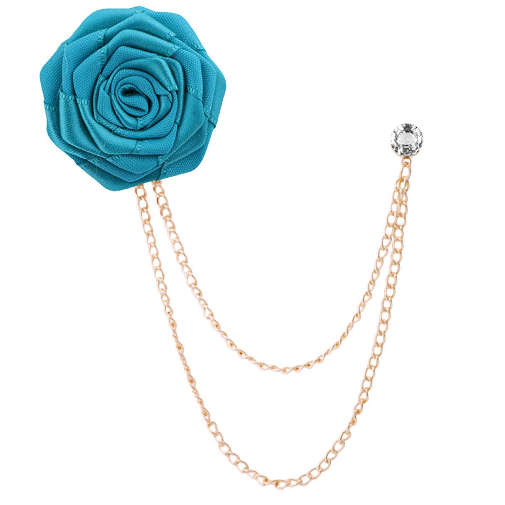 Fashion Bridegroom Wedding Brooches Cloth Art Hand-Made Rose Flower Brooch Lapel Pin Badge Tassel Chain Men's Suit Accessories