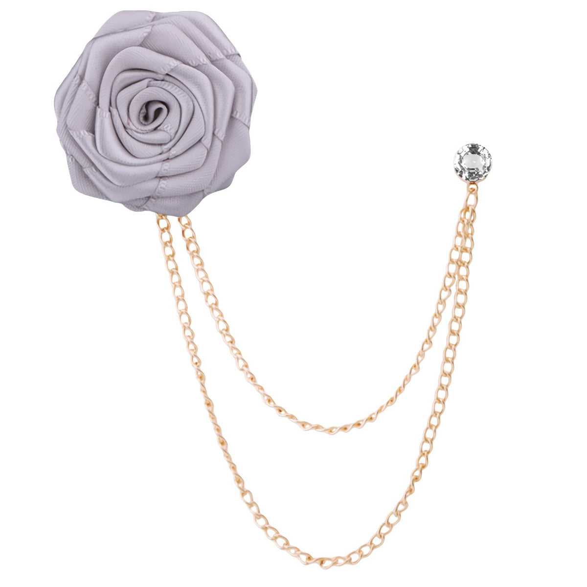 Bridegroom Wedding Brooches Rose Flower with Gold Leaf Brooch Floral Lapel Stick Handmade Boutonniere Pins Badge Tassel Chain Men's Suit Accessories
