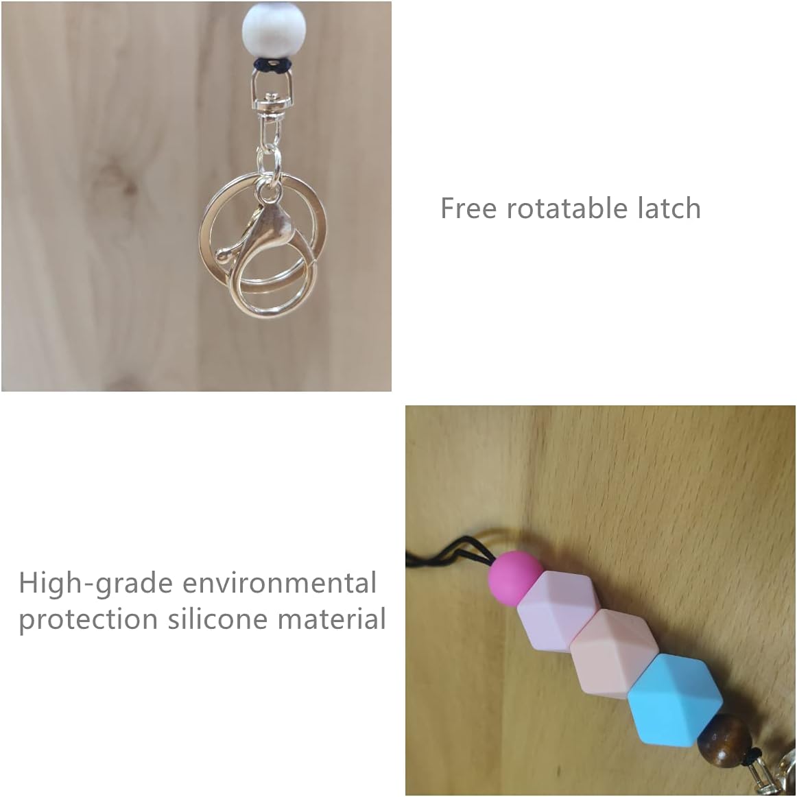 3PCS Teacher Breakaway Lanyards for Id Badges and Keys, Beaded Cute Badge Lanyards for Women Soft Nurse Necklace Boho Lanyards Fashion Silicone Bead Lanyard