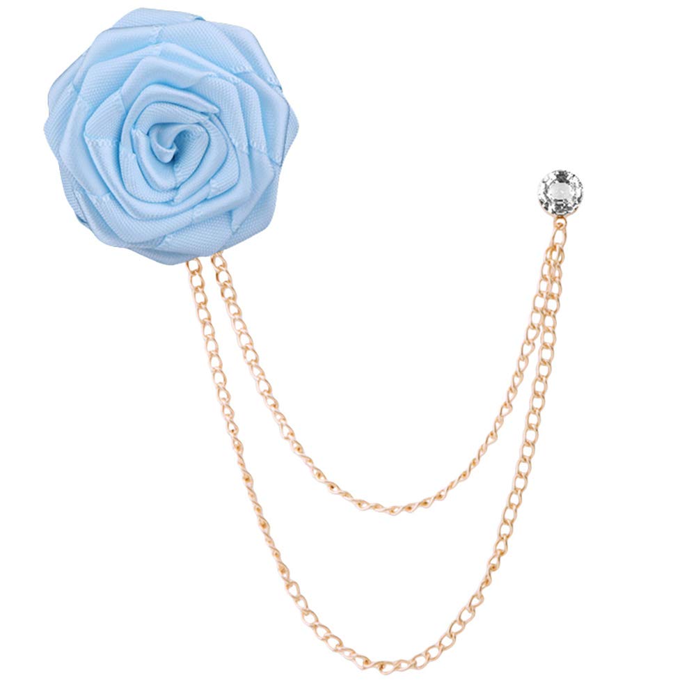 Fashion Bridegroom Wedding Brooches Cloth Art Hand-Made Rose Flower Brooch Lapel Pin Badge Tassel Chain Men's Suit Accessories