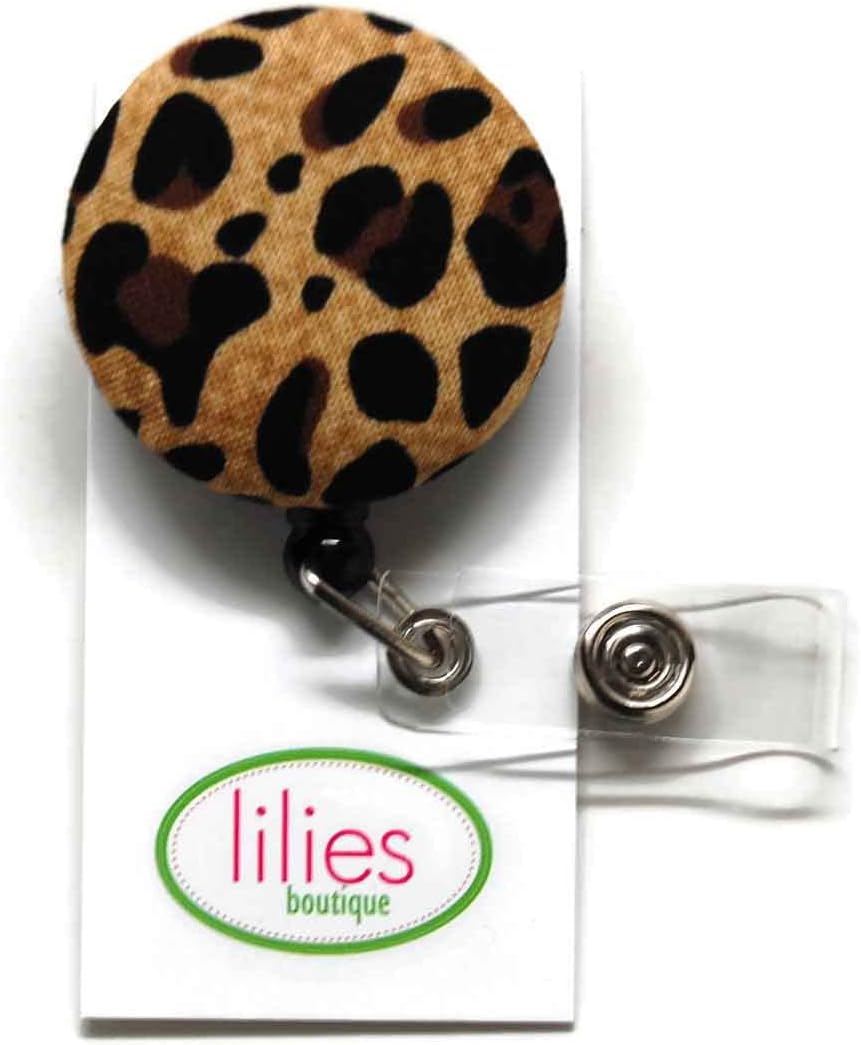 Monogrammed Leopard Badge Reel Retractable for ID or Key Card