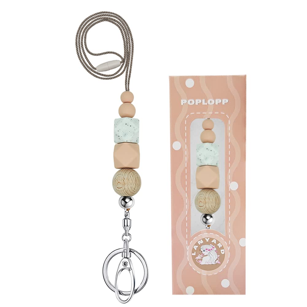 Teacher Lanyards for ID Badges and Keys, Cute Silicone Beaded Lanyard