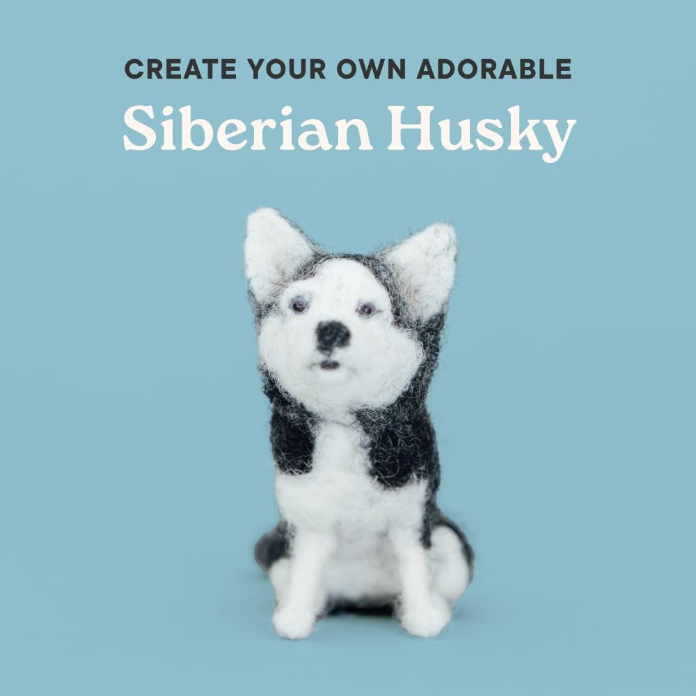 Little Felted Friends: Siberian Husky: Dog Needle-Felting Beginner Kits with Needles, Wool, Supplies, and Instructions (Little Felted Friends: Needle-Felting Kits for Beginners)