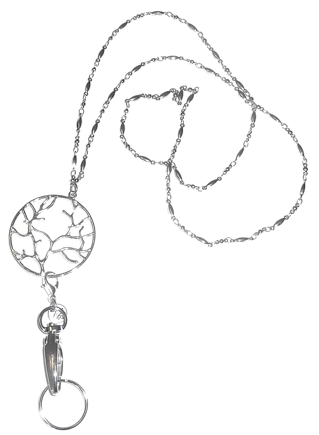 Hidden Hollow Beads Charm Stainless Steel Strong Hand Made USA Women's 34 "Lanyard, ID Badge Card Holder Teacher Nurse Keys
