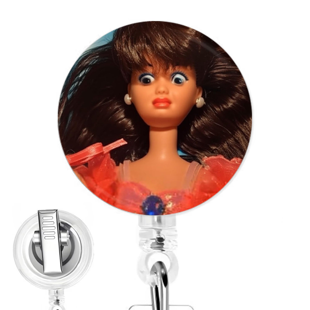 Blonde Cringe Doll Nurse Badge Reel – Cute Retractable ID Holder for Nurses, Nursing Students & Medical Staff – Fun Badge Clip for Work, Clinic, or Hospital