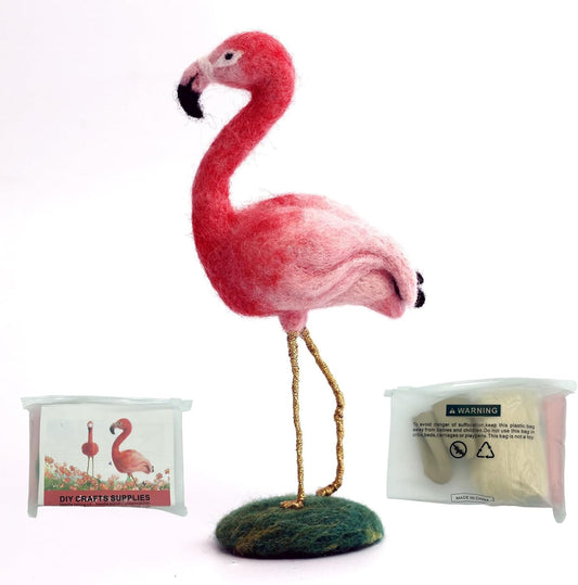 Flamingo Needle Felting Beginners Kit, Crafts Felt Works With Guidebook