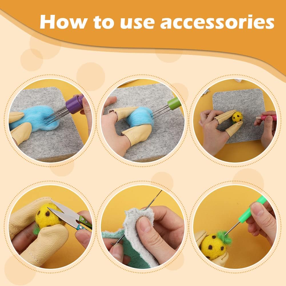 SOCNITC 99 Pcs Needle Felting Kit with 3 Sizes Felting Needles and Pad