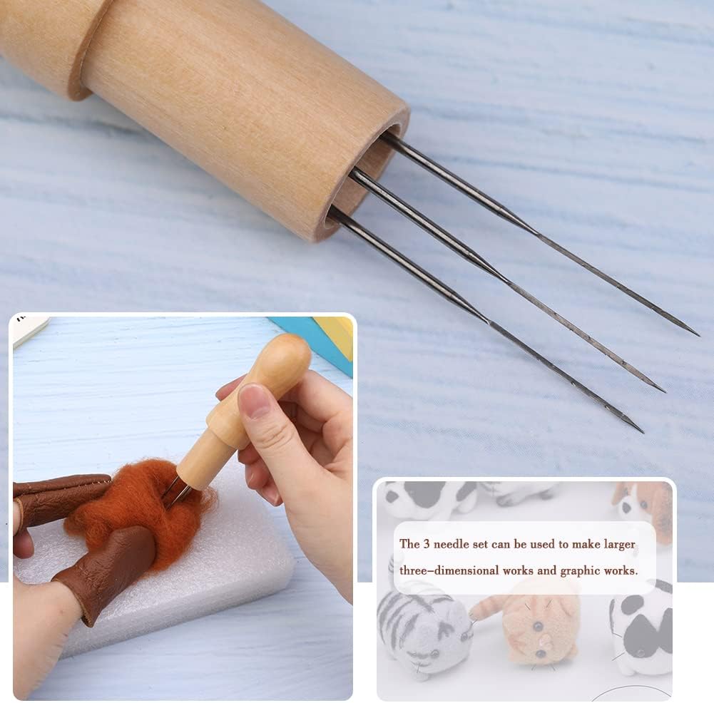 Mayboos Needle Felting Needles, 3 Needles with Wooden Holder