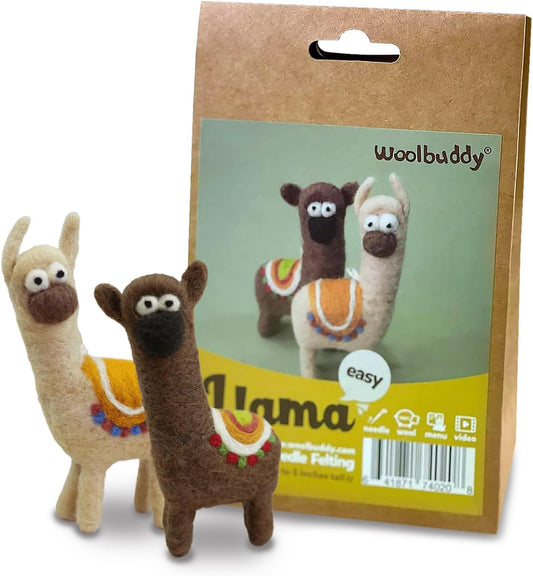 Woolbuddy Needle Felting Starter Kit (Llama) for Beginner & Adult with Tool