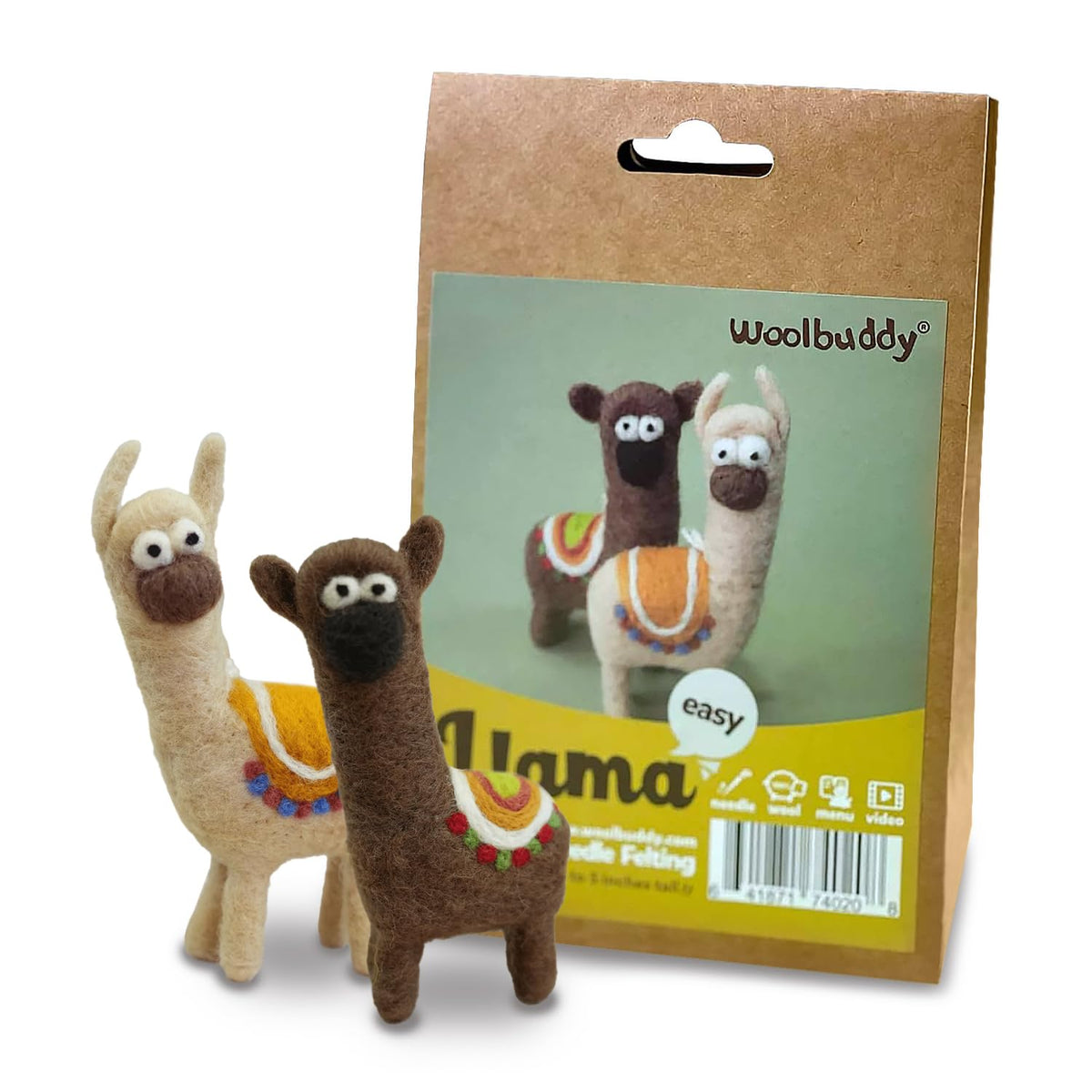 Woolbuddy Needle Felting Starter Kit (Llama) for Beginner & Adult with Tool