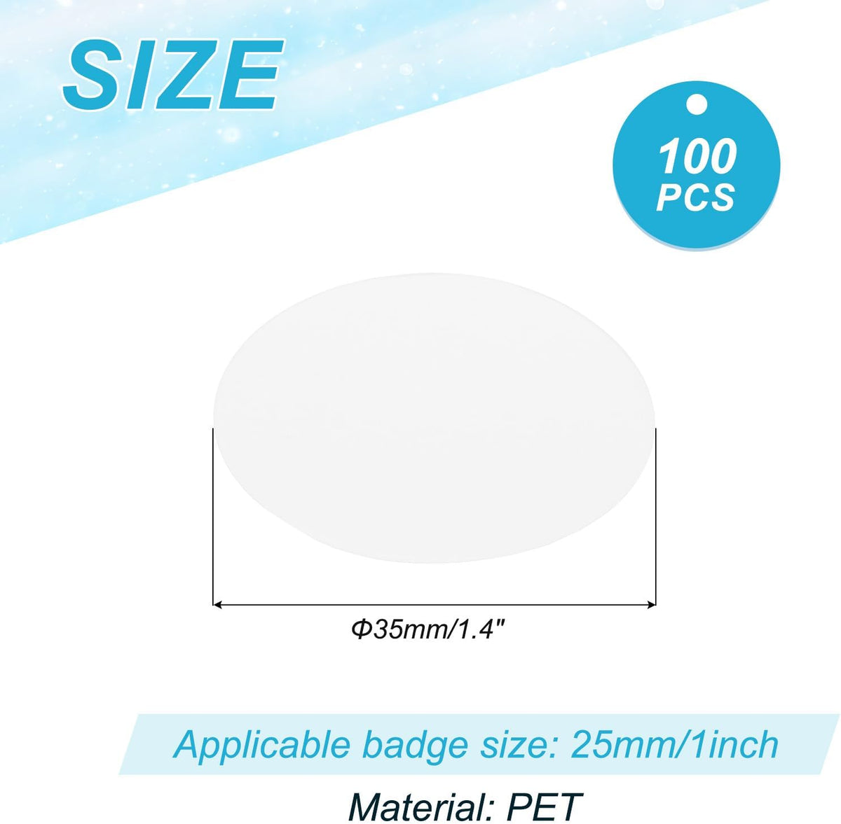 PATIKIL 1.4in (35mm) Button Badge Blank Paper, 100 Pcs Badge for 1 Inch 25mm Round Badge Button Maker Supplies DIY Pattern Painting Handmade Craft
