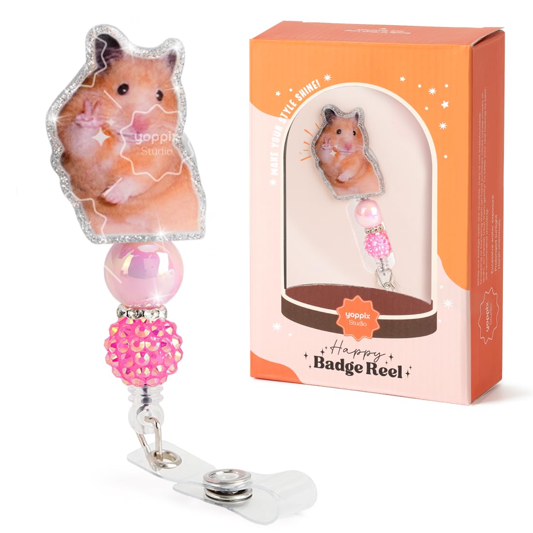 YOPPIX Halloween Badge Reel, The IV Ghost Sparkly Glitter Retractable Badge Reel for Nurses RN EN Doctor Paramedic Teachers Medical Office Womens