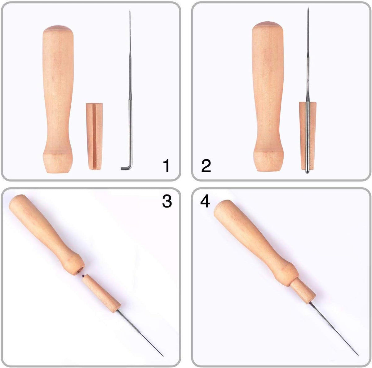 Phinus 30 Pcs Needle Felting Kit, Wool Felting Needles, 3 Sizes: 3.58/3.39/3.07 inch, Grey, Sharp Point, Iron Material
