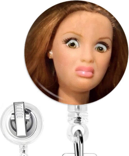 Bruh Doll Nurse Badge Reel - Handcrafted Retractable Badge Clip for Exhausted, Tired, Nursing Students and Medical Staff