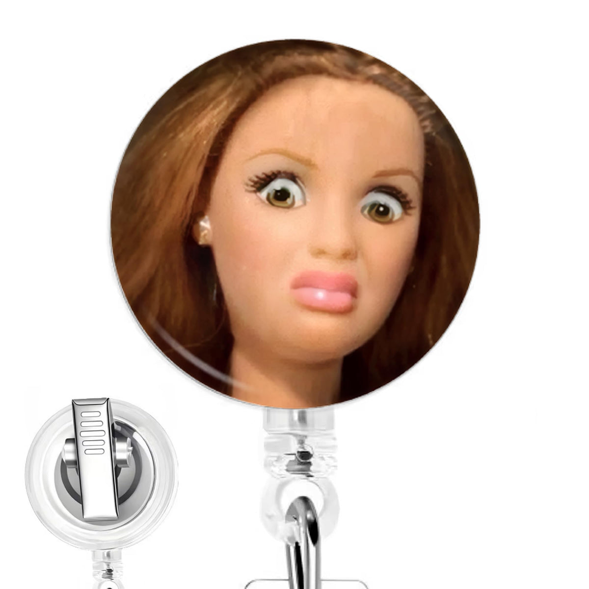 Bruh Doll Nurse Badge Reel - Handcrafted Retractable Badge Clip for Exhausted, Tired, Nursing Students and Medical Staff
