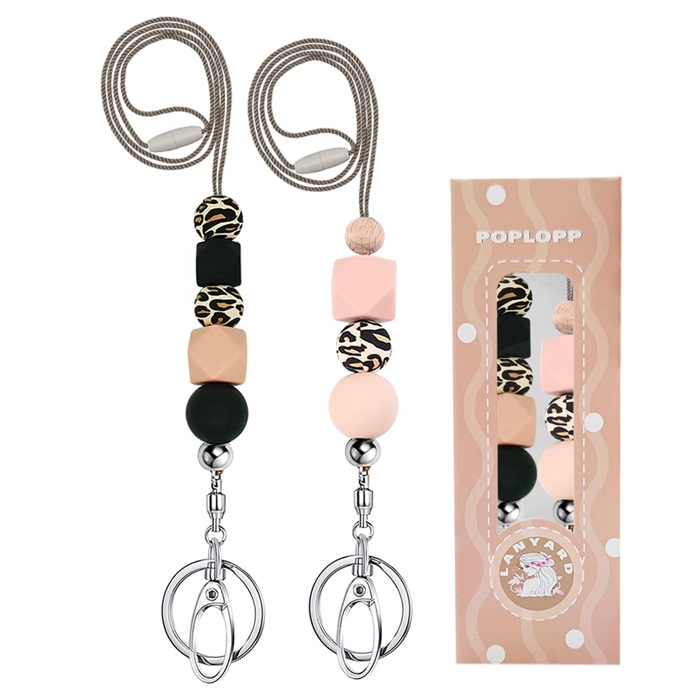 Teacher Lanyards for ID Badges and Keys, Cute Silicone Beaded Lanyard