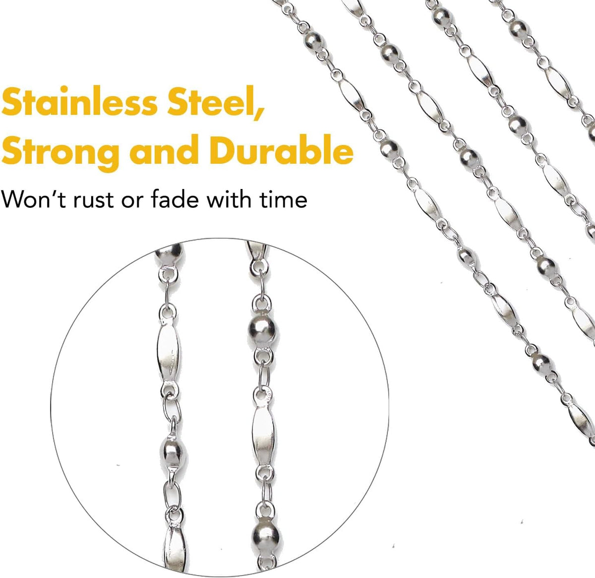 Hidden Hollow Beads Slim Style Women's Fashion Beaded Lanyard, 34" Jewelry Lanyard for ID Badge Holder and Keys