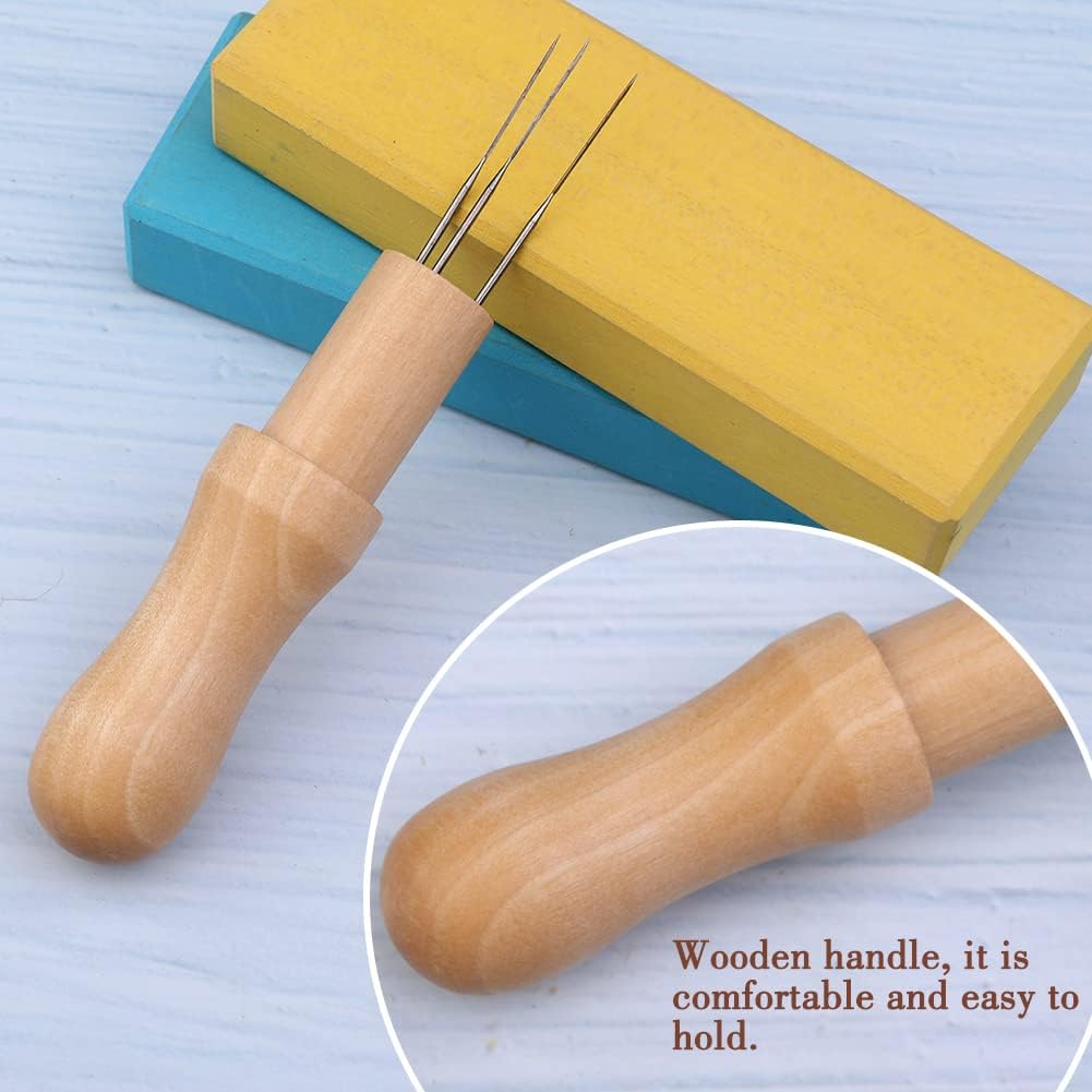 Mayboos Needle Felting Needles, 3 Needles with Wooden Holder