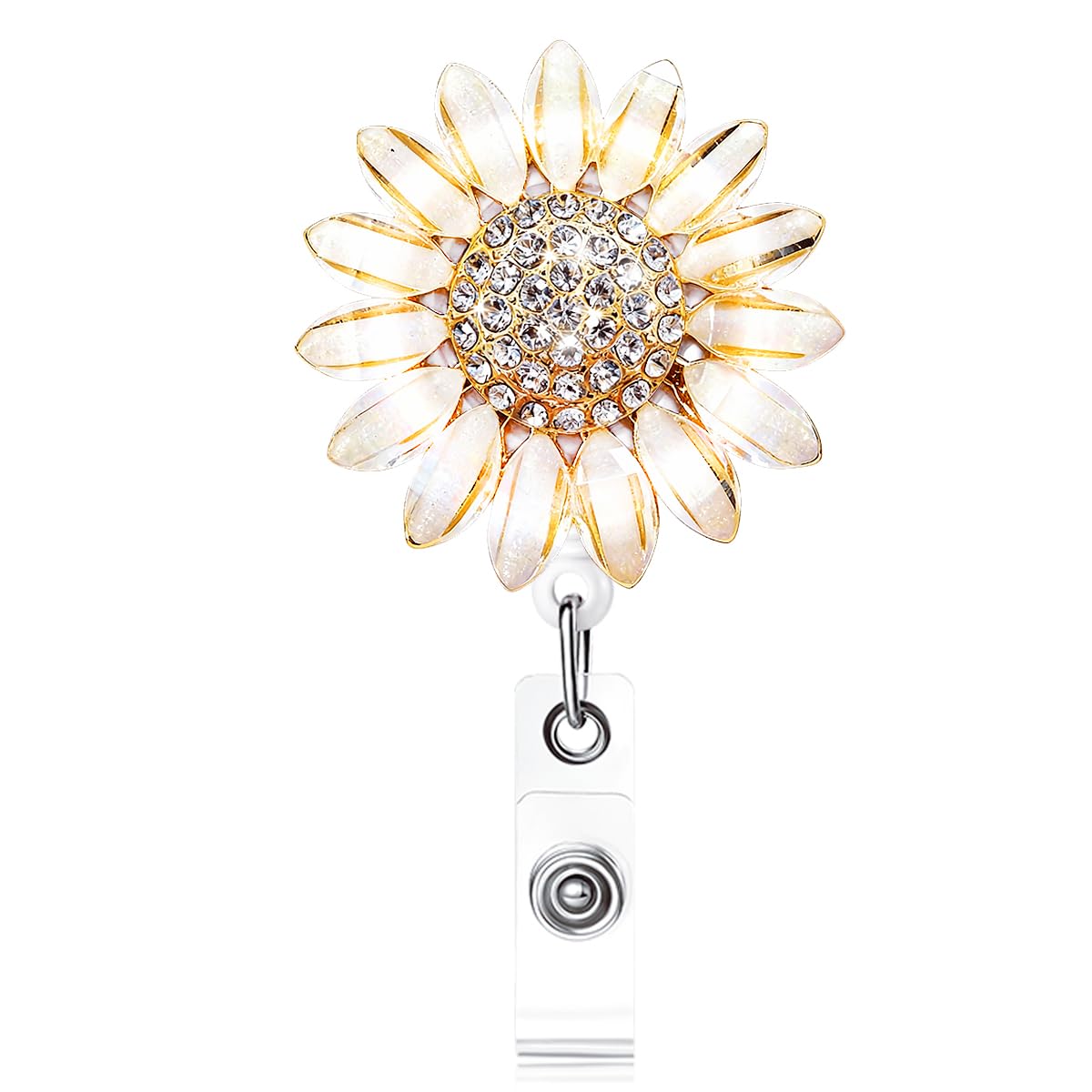 Flower ID Badge Holders Retractable with Alligator Clip, Name Badge Clips Retractable, Nurse Badge Reel Bling
