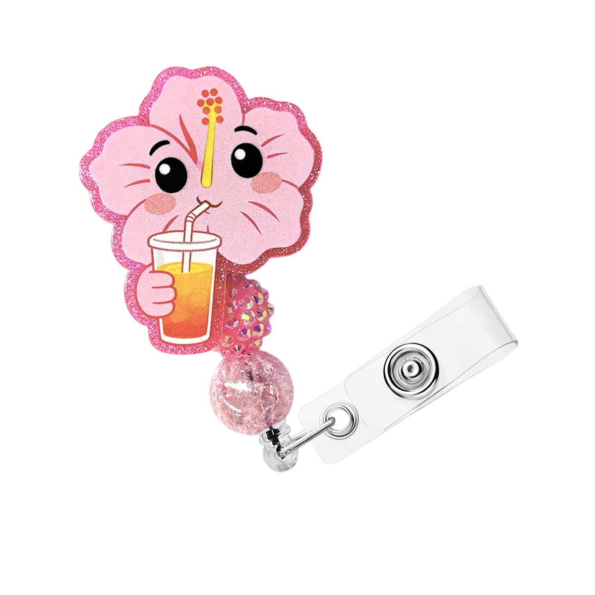 Yellow Sunflower Butterfly Badge Clip Cute Funny Badge Reels Retractable Name Badge Reel Glitter Badge Clip Summer Retractable Badge Holders Id Badge Reel for Nurse Doctor Student Office Gifts