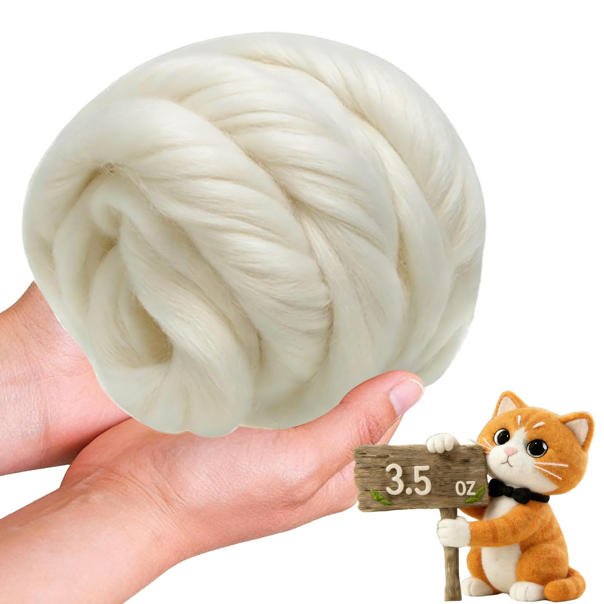 Wool Roving-3.5oz Needle Felting Wool, Soft Multi-Color Wool Fiber, Perfect Felting Wool Pure Wool, Chunky Yarn, for DIY Crafts, NeedleFelting Projects,and Artwork (Light Gray)